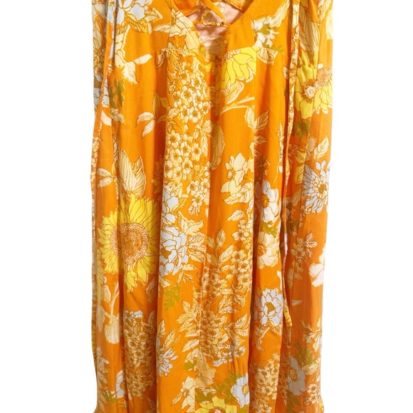 Urban Outfitters Orange Floral Midi Dress Open Back Criss Cross Size Small - Picture 7 of 8